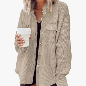 Women’s waffle knit button down shacket